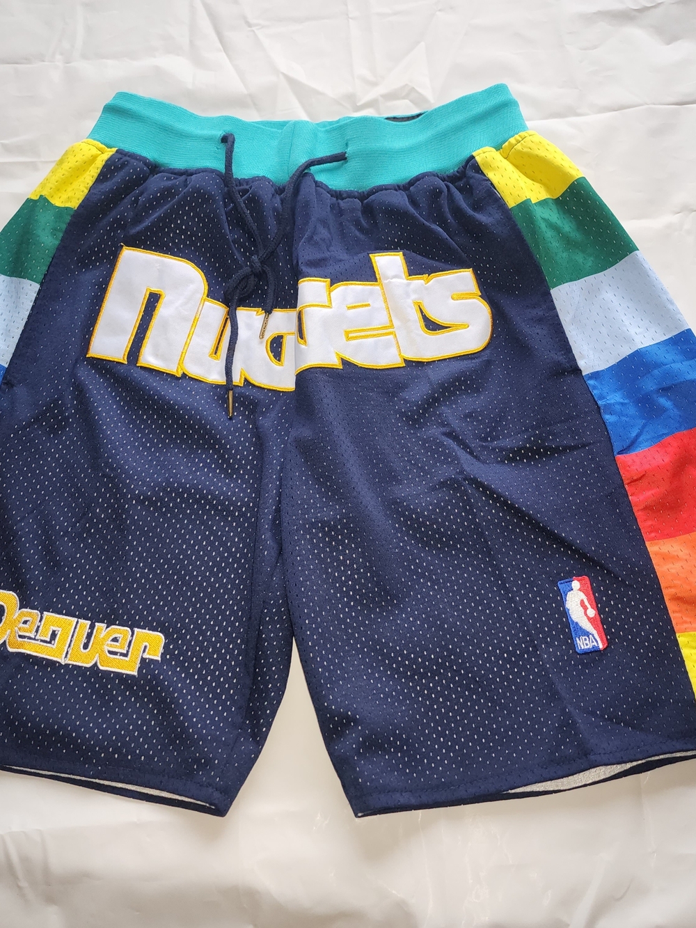 JUST ☆ DON 1991-92 NBA DENVER NUGGETS BASKETBALL SHORTS RAINBOW MULTICOLOR SZ MD